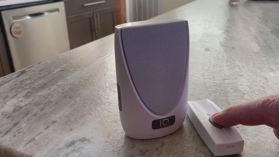 IQ America Battery Powered Wireless Portable Door Bell Chime Kit | 6 Chime Tones | 4 Volume Level | 1 Button White