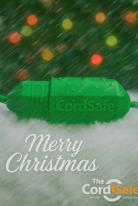 CordSafe PLUS Green Extension Cord Plug Safety Cover - Weather-Resistant Plug Protector for Christmas Lights 12-18 AWG, Made in USA