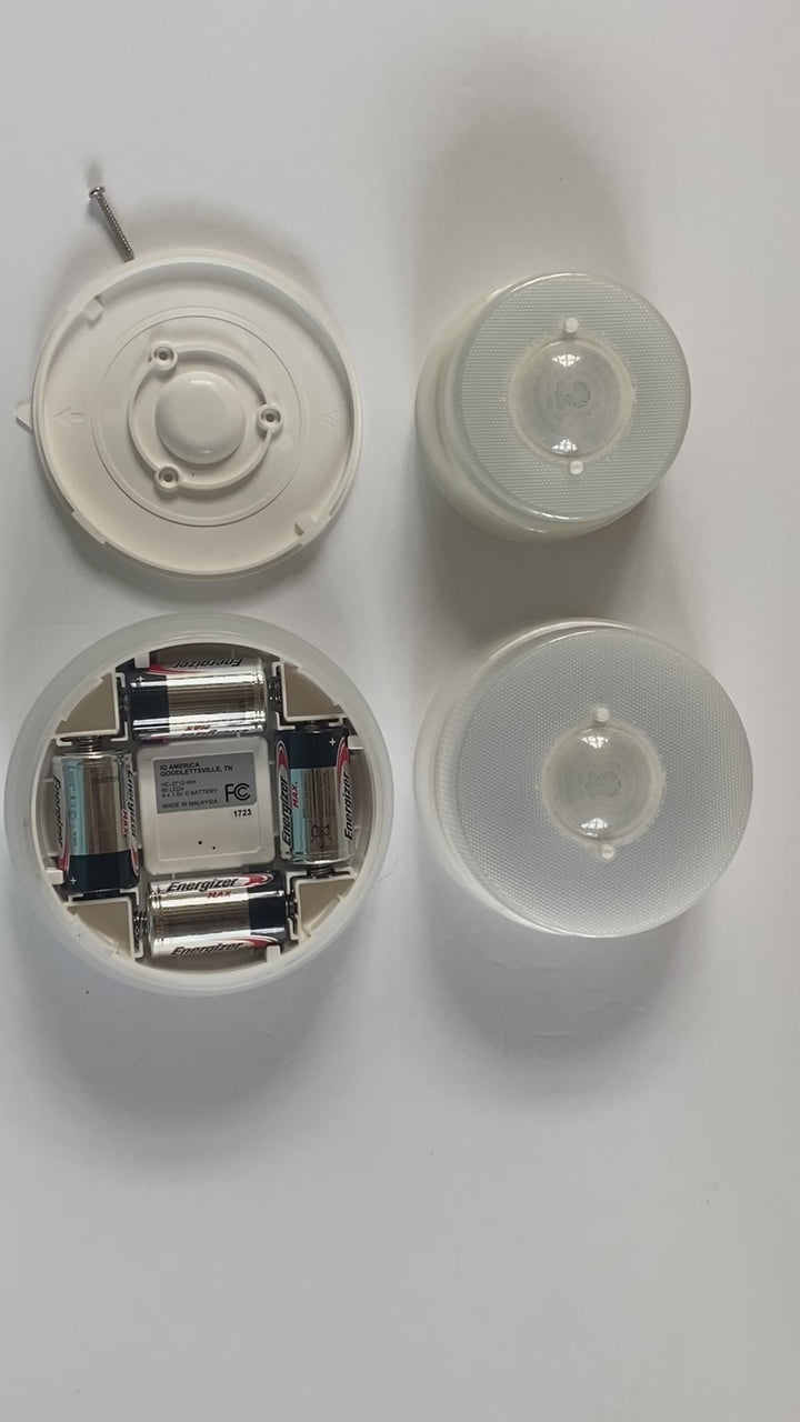 IQ America Battery-Powered LED Motion Sensor Flush Mount Ceiling Light, 7 inch 1150 Lumens, WH