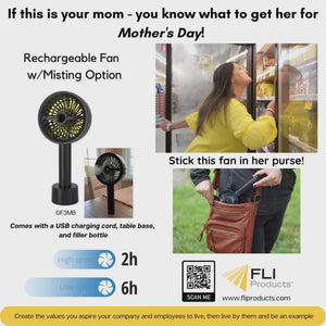 
            
                Load and play video in Gallery viewer, GF3MB Handheld Portable Fan with Misting Option, Rechargeable Battery Operated Travel, Camping, Hiking, 5in with Desktop Charger and USB(Black)
            
        