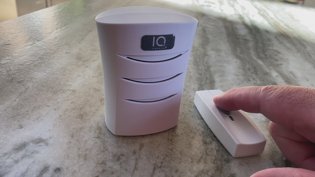 IQ America Powered Wireless Portable Door Bell Chime Kit | 4 Chime Tones | 4 Volume Levels | 1 Button White
