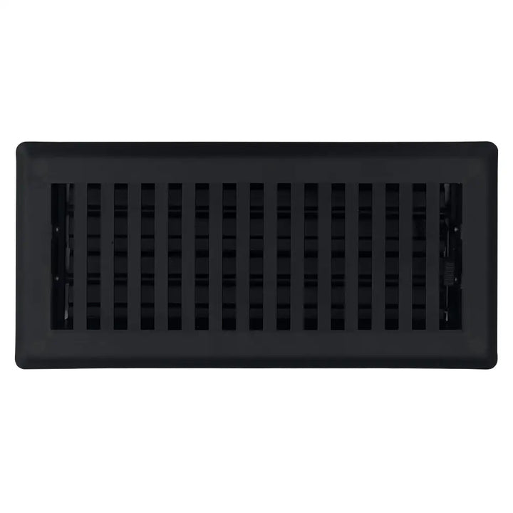 Black rectangular steel floor register with adjustable slats from sierra grates contemporary vent cover series