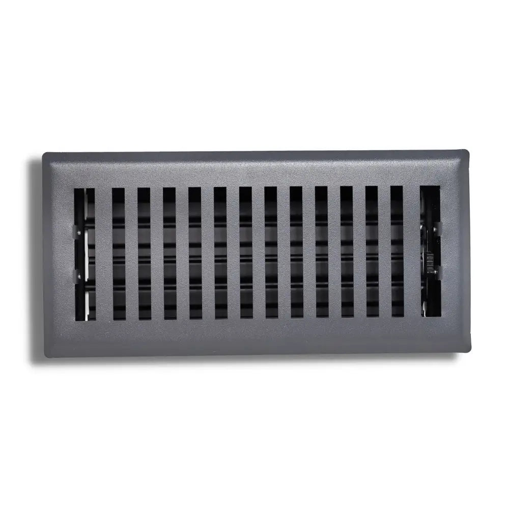 Gray rectangular floor register with vertical slats and black interior by sierra grates contemporary steel floor register