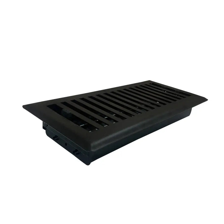 Black steel floor register with horizontal slats and beveled edge sierra grates contemporary vent cover