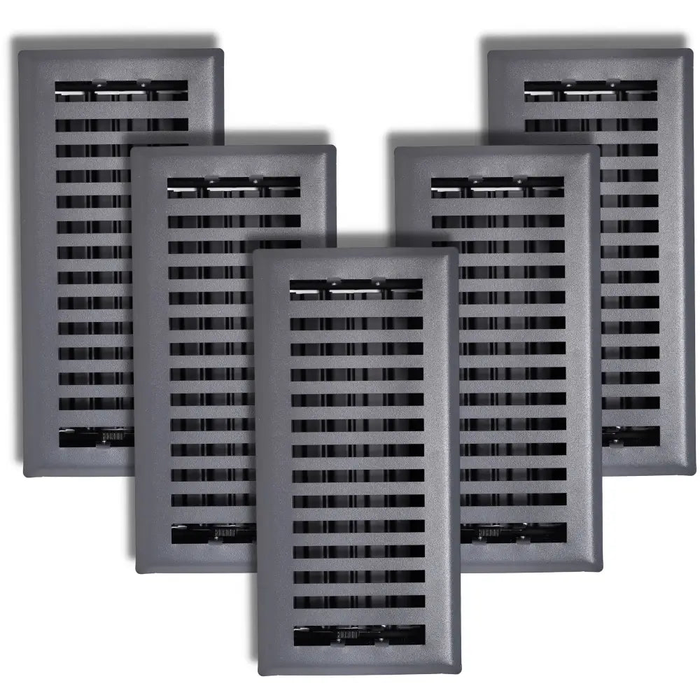 Gray rectangular floor registers with horizontal slats and matte finish from sierra grates contemporary black steel vent cover