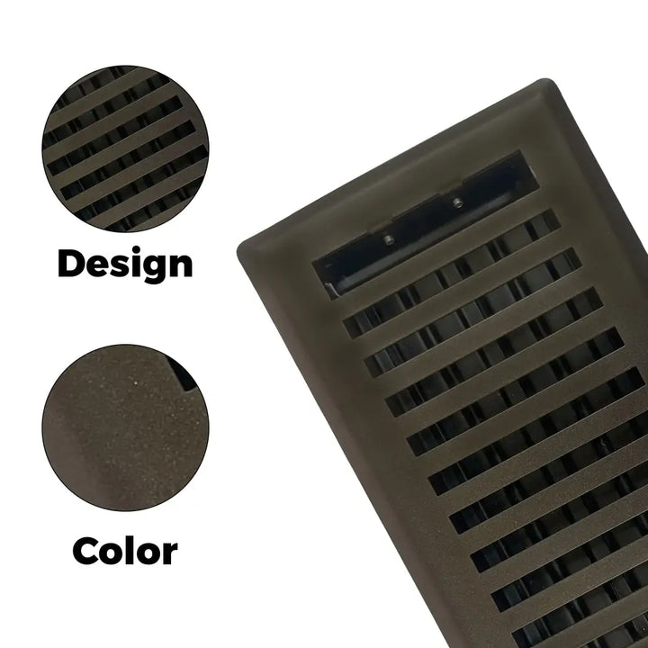 Dark brown sierra grates contemporary steel floor register vent cover with horizontal slats and matte finish