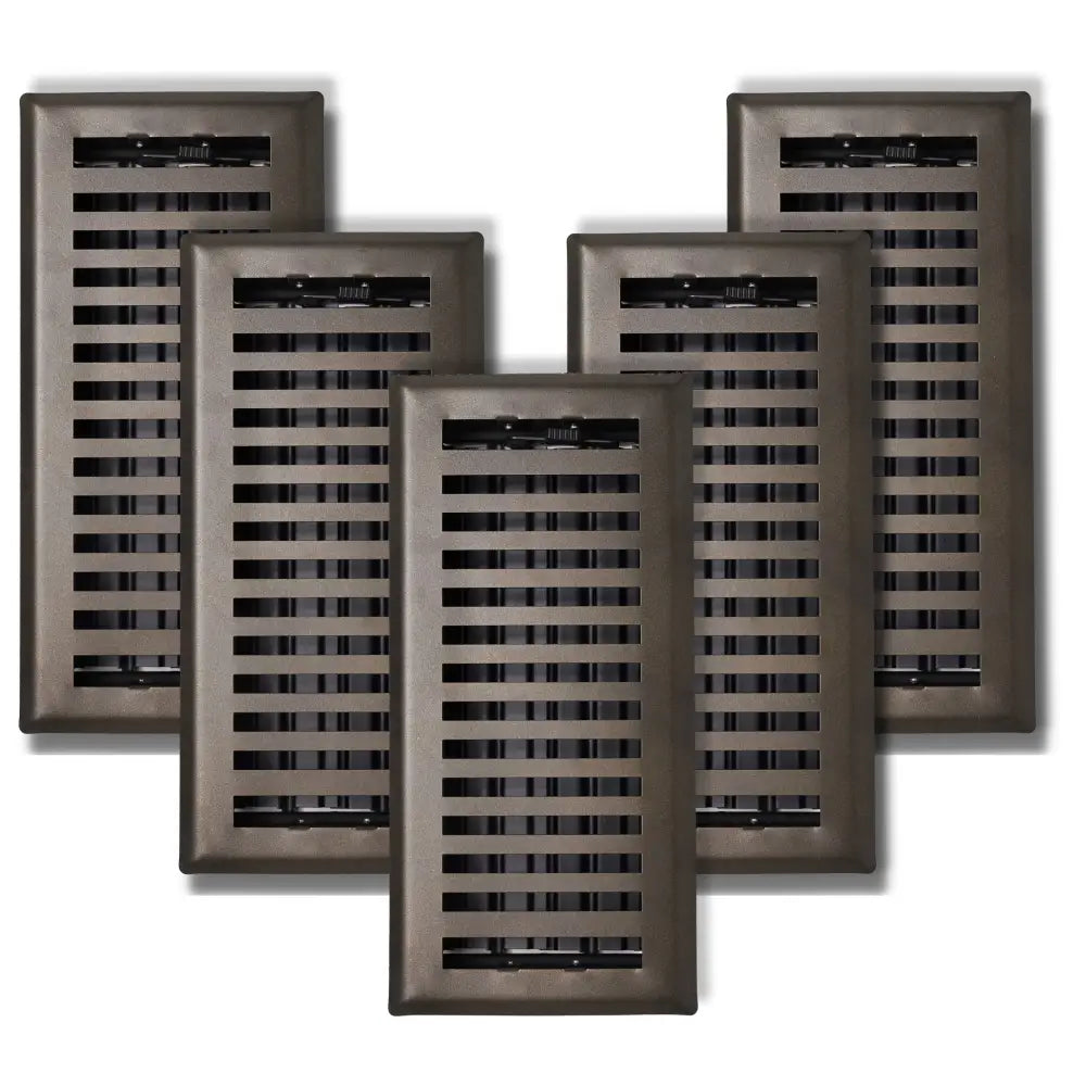 Five matte bronze sierra grates contemporary rectangular vent covers with horizontal slats and modern design