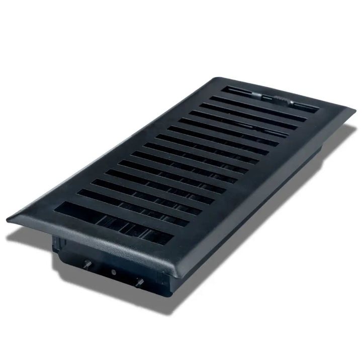 Black steel sierra grates contemporary floor register with horizontal slats and raised edge vent cover