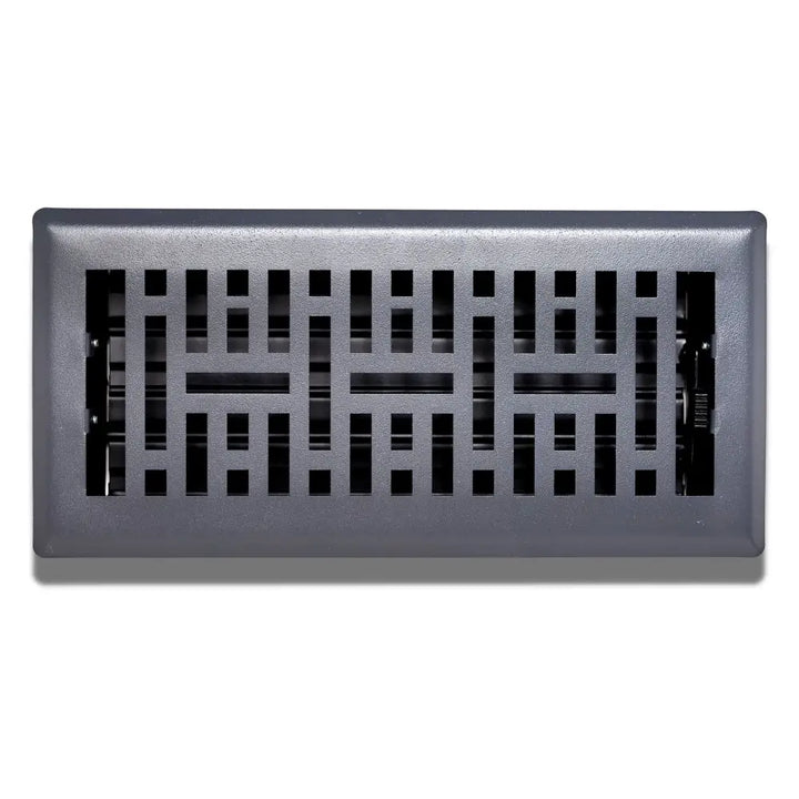 Gray metal floor register with rectangular slats sierra grates steel floor register in metro matte black finish