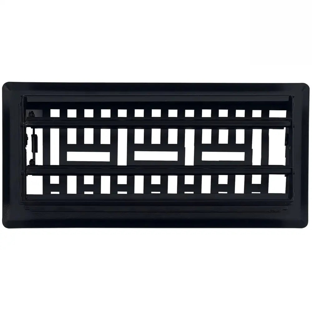 Sierra grates metro matte black steel floor register with black rectangular grid pattern of horizontal slats and vertical dividers