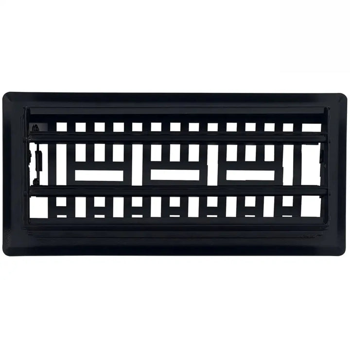 Sierra grates metro matte black steel floor register with black rectangular grid pattern of horizontal slats and vertical dividers