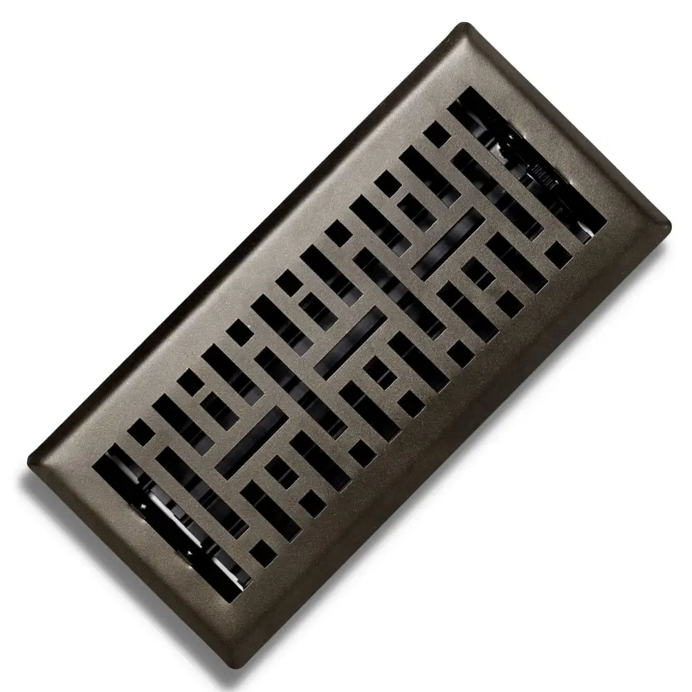 Bronze colored sierra grates floor register with geometric lattice pattern vent cover for efficient airflow