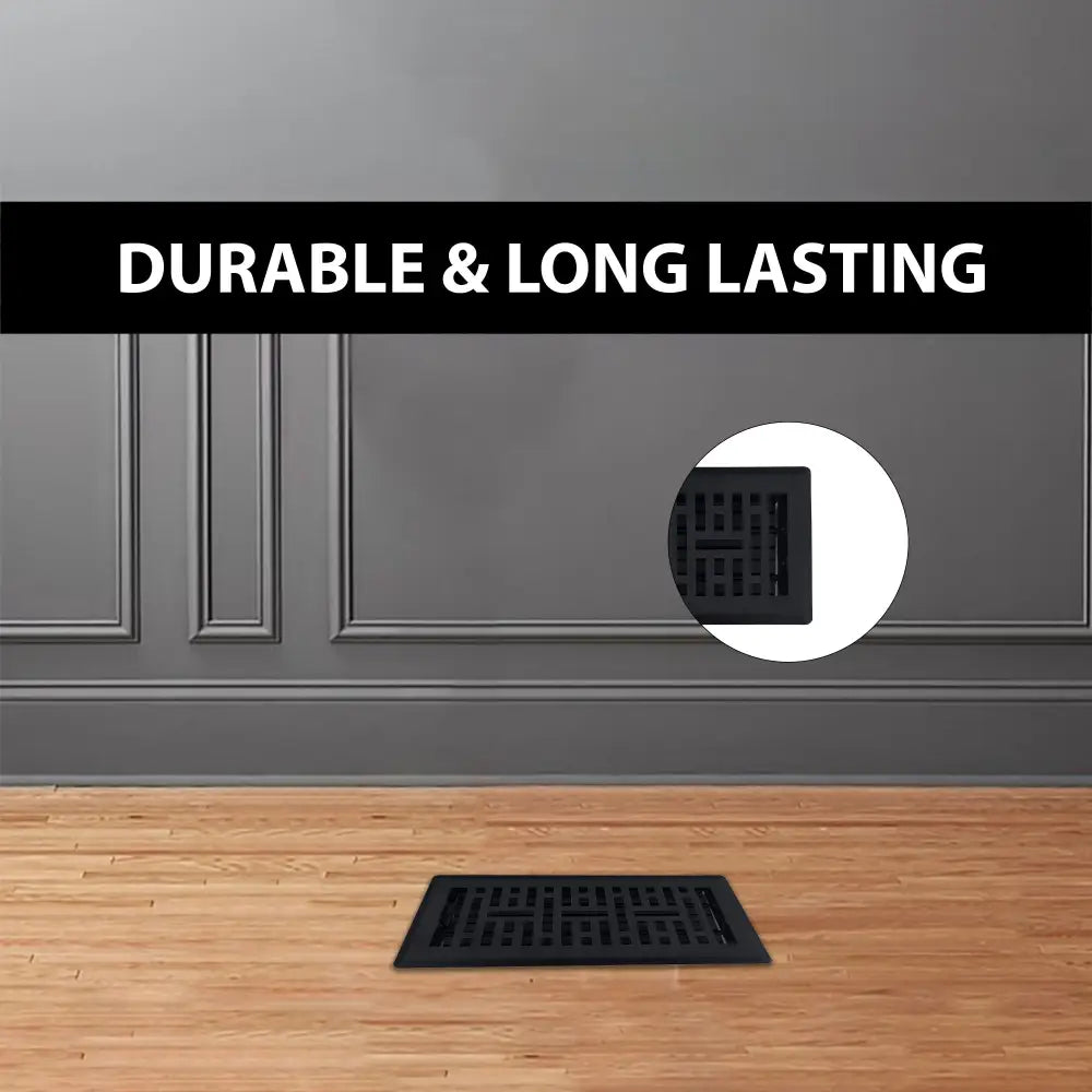 Sierra grates metro matte black steel floor register with durable grid pattern for long-lasting ventilation cover