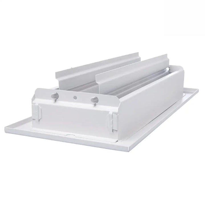 Sierra grates white rectangular ceiling floor register with sleek metal fins for efficient 2-way airflow