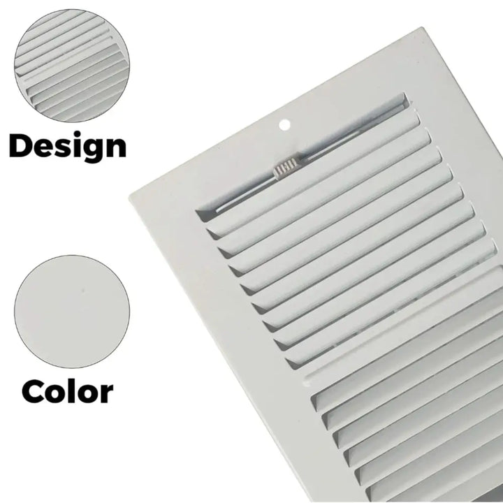 Sierra Grates white rectangular floor register with horizontal slats and small handle for 2-way airflow floor register