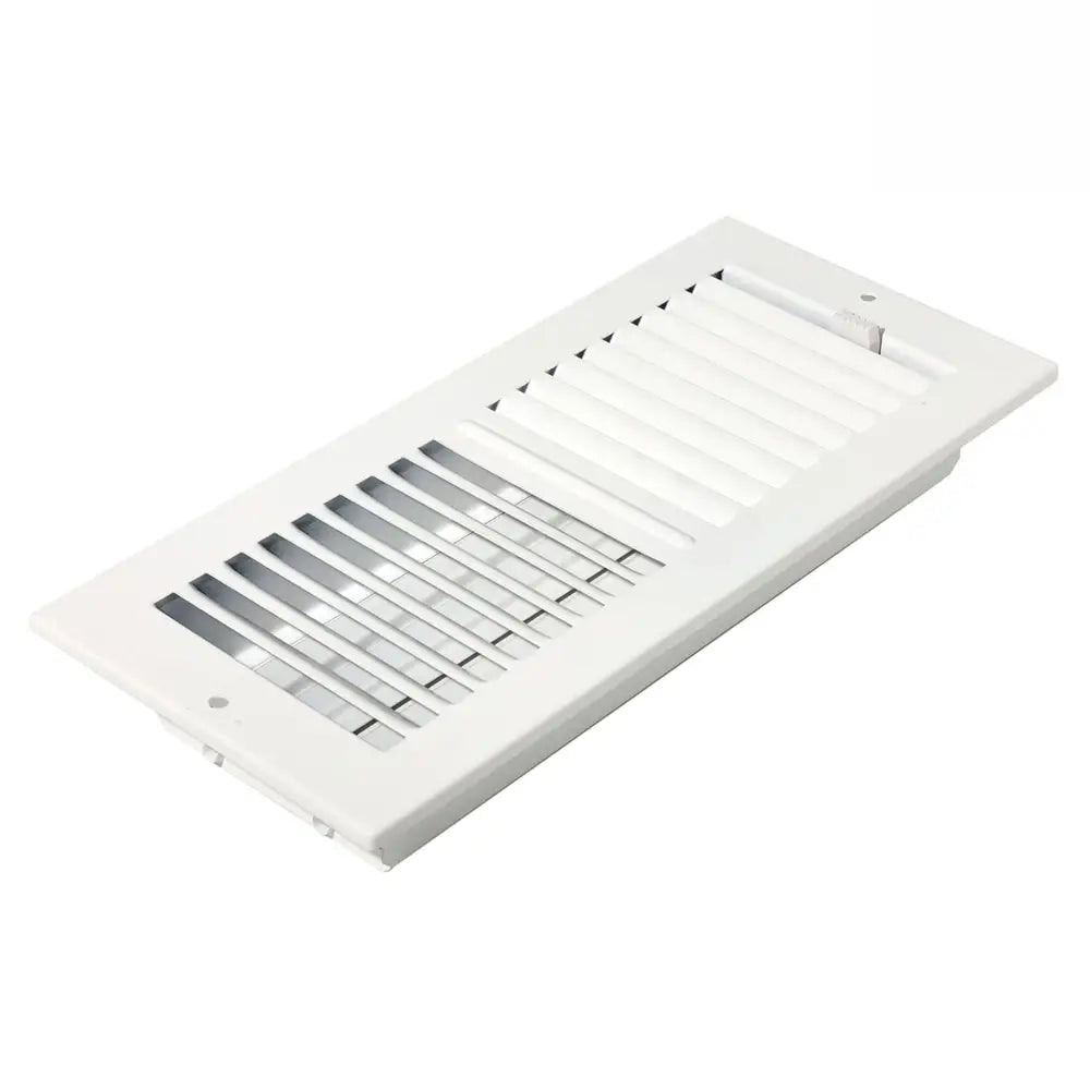Sierra Grates white rectangular floor register with horizontal slats and hinged cover for 2-way airflow floor register