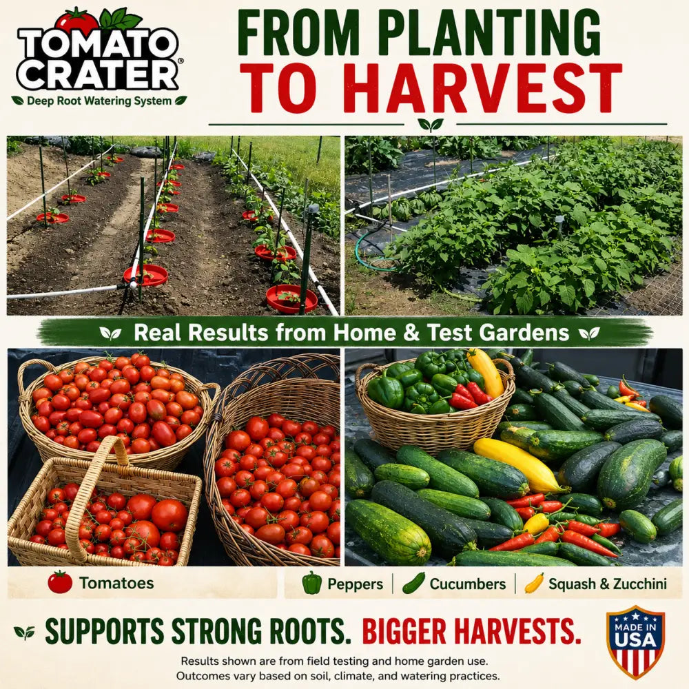Tomato crater root-zone watering system 3-pack made in usa conserves water for tomato and vegetable gardening