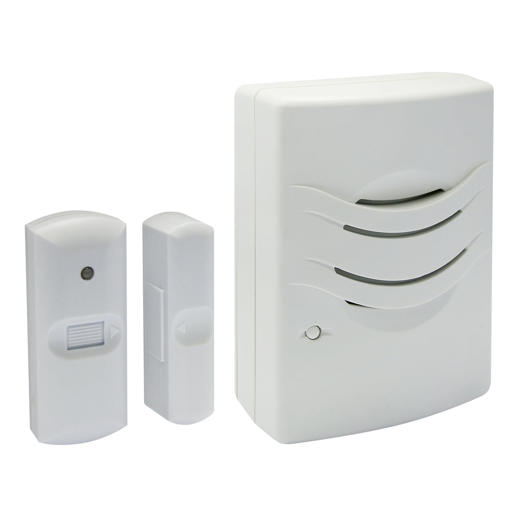 Image of IQ America Commercial or Residential Wireless Plug-In Receiver Chime With Entrance Alert 1000 ft Range for Doors and Windows Retail Shops White, highlighting its features and quality.