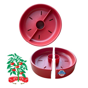 Tomato Crater DP3031-1 Vegetable Garden Watering Trough Tray, All Purpose Tool Enhances Crop Growth, Directs Fertilizer and Water to the Roots, Warms Soil, Prevents Cutworms, Weed Control, Accepts Tomato Cages 12” Red 1pk