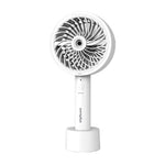 GF3 Handheld Portable Fan with Misting Option, Rechargeable Personal Mist Fan, Battery Operated Spray Water Fan, Mini Cooling Desk Fan for Travel, Outdoors, Camping, Hiking, 5in with Desktop Charger and USB(White)