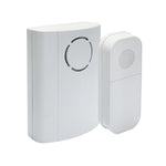 Image of IQ America Portable Wireless Battery-Powered Contemporary Door Bell Chime with Pushbutton 2 Melody Notes 100 foot Range White 2pk, highlighting its features and quality.