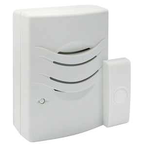 Image of IQ America Portable Wireless Battery-Powered Door Chime Door Bell, 1 Pushbutton 2 Melody Notes, 100 foot Range, White, highlighting its features and quality.