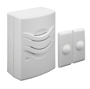 IQ America WD1142 Wireless Plugin Contemporary Door Chime Door Bell, 2 PushButtons, 2 Melody Notes, 100 foot Range, Simple Install, Use Anywhere RV Cabin Office! White