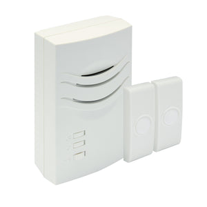 Image of IQ America Wireless Plugin Contemporary Door Bell 2 Pushbuttons 3 Melody Notes Westminster Chime Volume Control 150 foot Range Simple Install White, highlighting its features and quality.