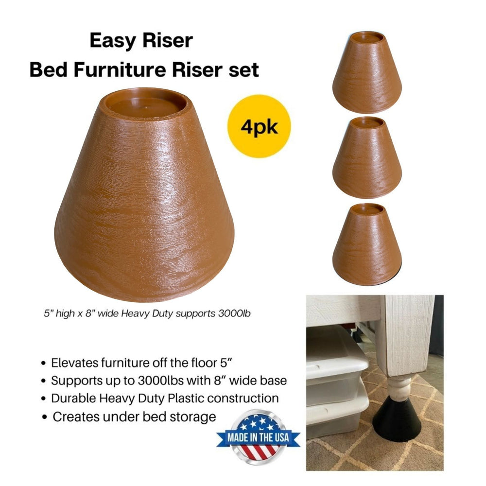 
            
                Load image into Gallery viewer, FLI Products  Easy Riser Furniture Bed Riser DPBR0258 Storage Creator 5&amp;quot; x 8&amp;quot; Brown 4Pk Heavy Duty - 3000lb
            
        