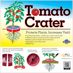 Tomato Crater DP3031-3 Vegetable Garden Watering Trough Tray, All Purpose Tool Enhances Crop Growth, Directs Fertilizer and Water to the Roots, Warms Soil, Prevents Cutworms, Weed Control, Accepts Tomato Cages 12” 3pk Red