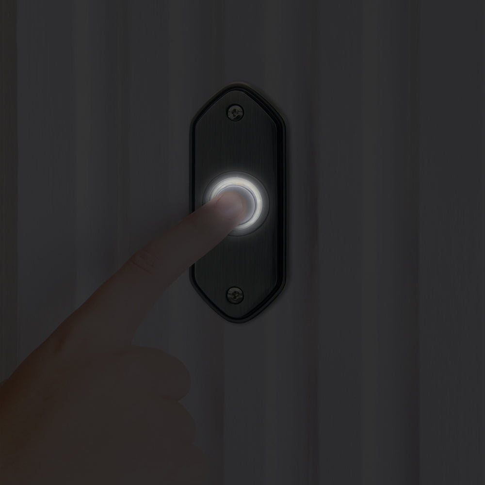 Image of Premium Product: Iq America Dp1212A Wired Pewter Contemporary Lighted Pushbutton Doorbell, highlighting its features and quality.