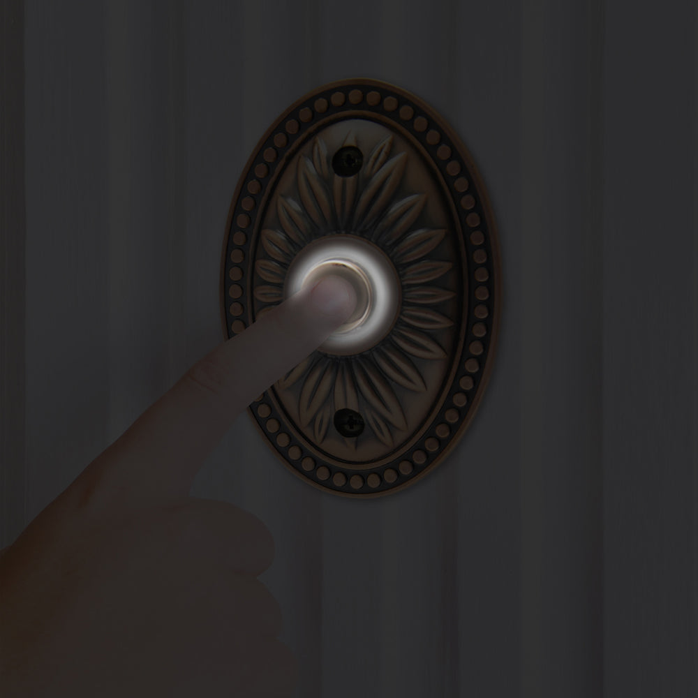IQ America DP1230A Over-sized Wired Antique Copper Bronze Lighted Pushbutton Doorbell