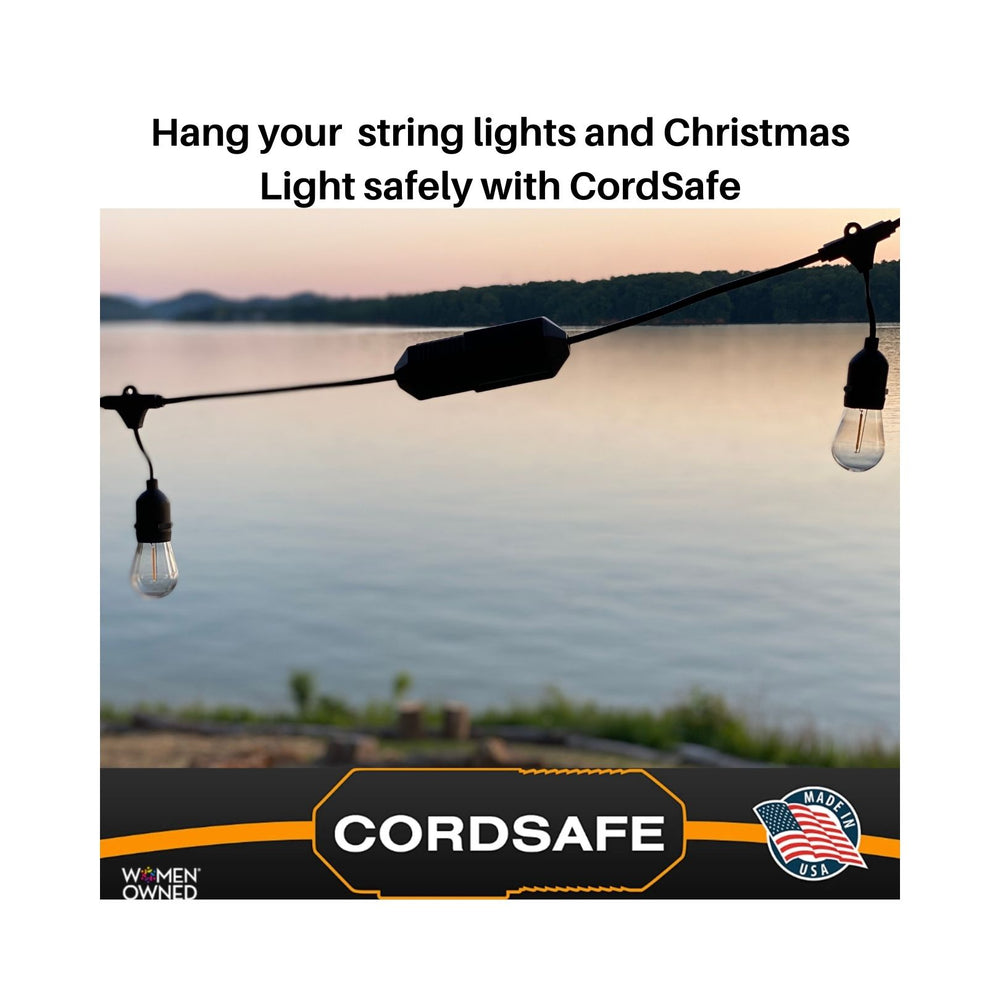 CordSafe PLUS Extension Cord Plug Protective Safety Cover, Water-Resistant Indoor Outdoor, Keep Cords Connected, For Patio Bistro String Lights Holiday Lights Christmas Lights Power Tools Fans