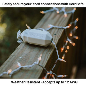 CordSafe PLUS Extension Cord Plug Protective Safety Cover, Water-Resistant Indoor Outdoor, Keep Cords Connected, For Patio Bistro String Lights Holiday Lights Christmas Lights Power Tools Fans