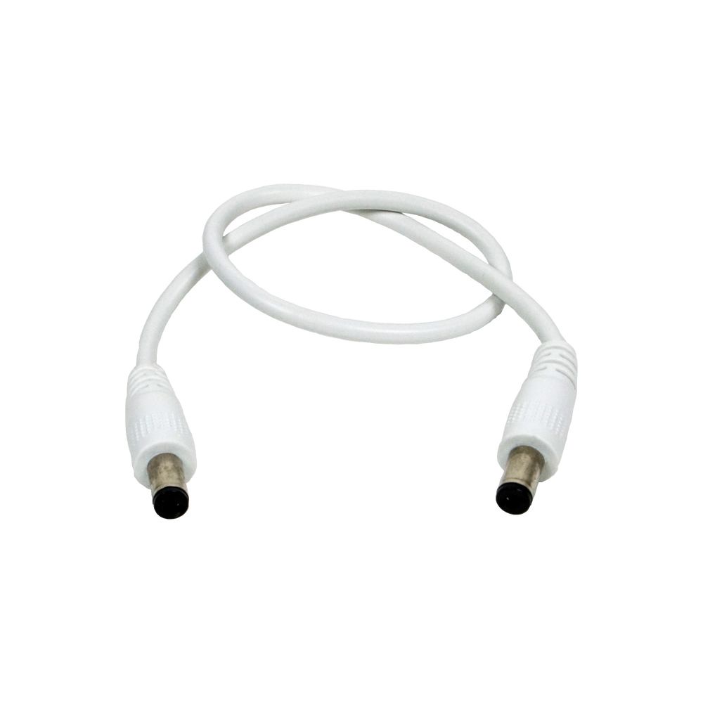 Agilux 12 inch Male-Male DC Power Supply Barrel Connection Extension Cable Cord with Barrel Connector 2.1mm x 5.5mm WH 2pk