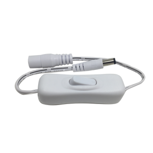 Inline DC Cord Switch with Barrel connectors- White