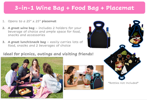 
            
                Load image into Gallery viewer, FlatBox Cheers Neoprene Triple Insulated Wine Tote Lunch Bag Lunch Tote with 2 Beverage Side Pockets, Black/Merlot
            
        