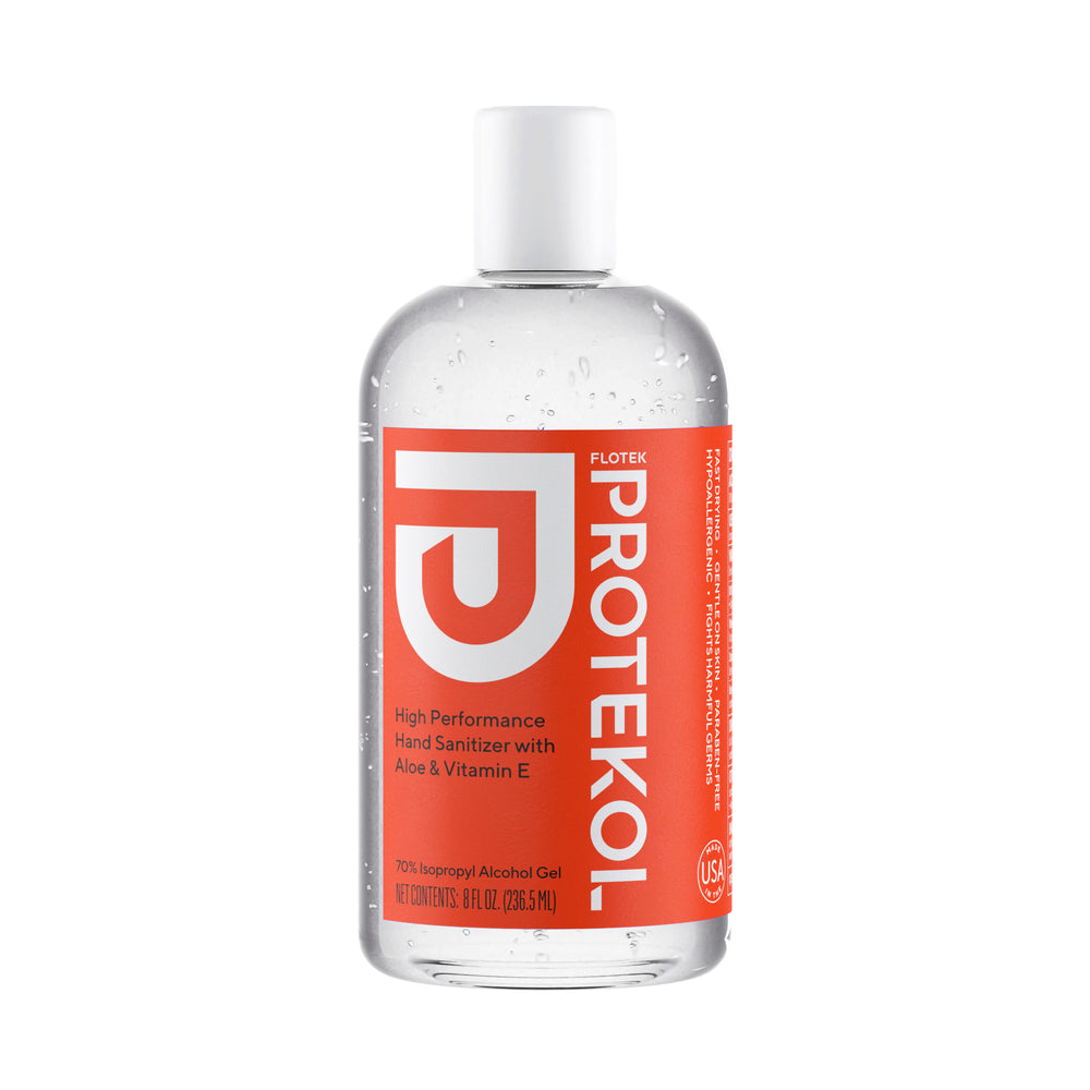 Flotek Protekol Hand Sanitizer FHS62317 70% Isopropyl Alcohol Gel 8 oz bottle w/disc top 8ct