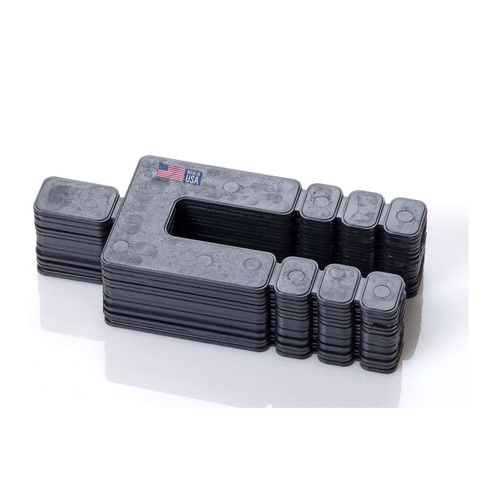 Image of Premium Product: Glazelock Snap Off Shim Stackable Horseshoe Plastic Flat Shims 1 7 8W With 5 8 Slot, highlighting its features and quality.