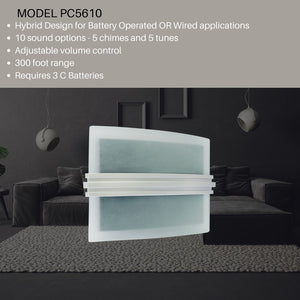Image of Premium Product: Iq America Pc5610 Contemporary Designer Series Door Bell Chime Glass With Pewter Wired Or Battery Operated, highlighting its features and quality.