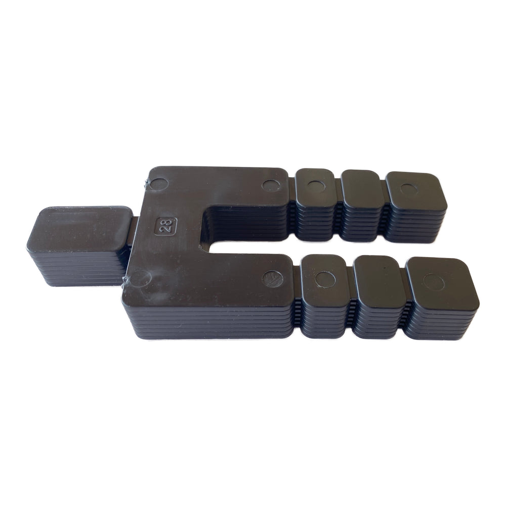 Image of Premium Product: Glazelock Snap Off Shim Stackable Horseshoe Plastic Flat Shims 1 7 8W With 5 8 Slot, highlighting its features and quality.