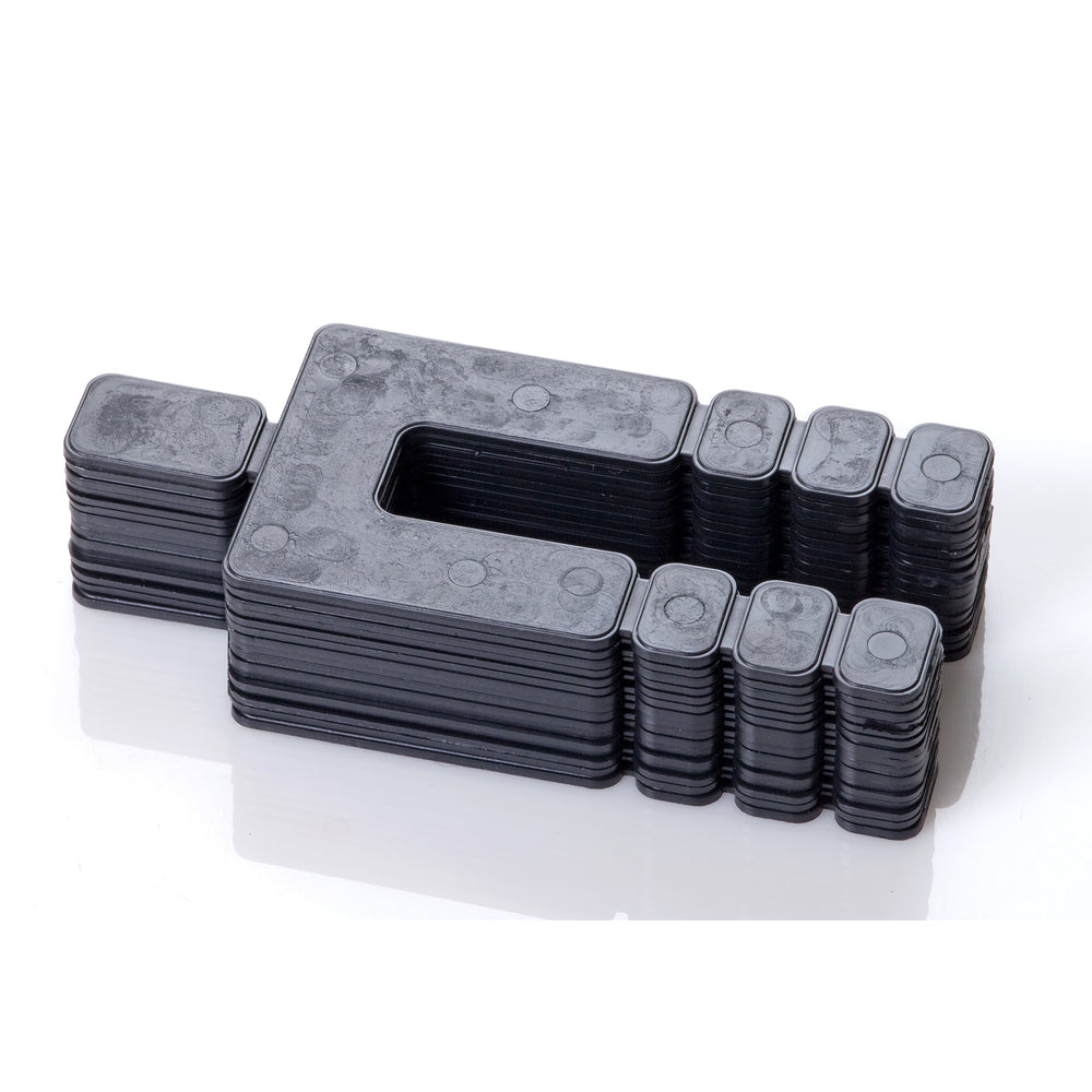 Image of Premium Product: Glazelock Snap Off Shim Stackable Horseshoe Plastic Flat Shims 1 7 8W With 5 8 Slot, highlighting its features and quality.