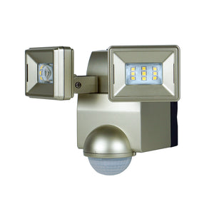 Image of IQ America Motion Security Flood Light, Battery-Powered, 700 Lumen LED, Eave Soffit or Wall Mt Shed Storage Attic Garage Grill Light Champaign, highlighting its features and quality.
